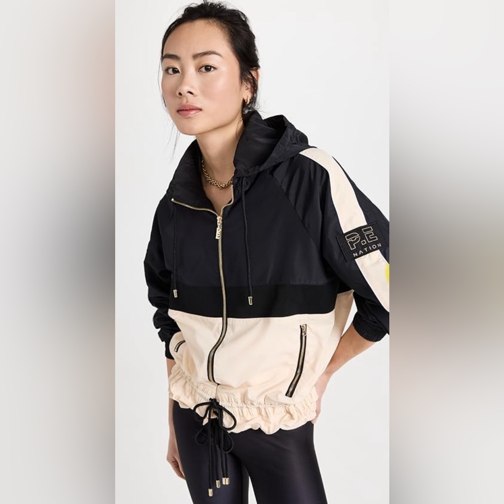 P.E Nation Black and Tan Bomber Jacket